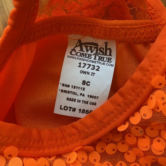 A Wish Come True Girl Black Orange Dance Costume Set Top And Leggings Size 6 SC - Picture 5 of 6